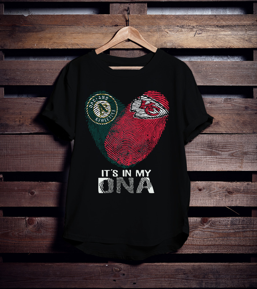 Oakland Athletics Kansas City Chiefs It's In My DNA Fingerprint T-Shirt