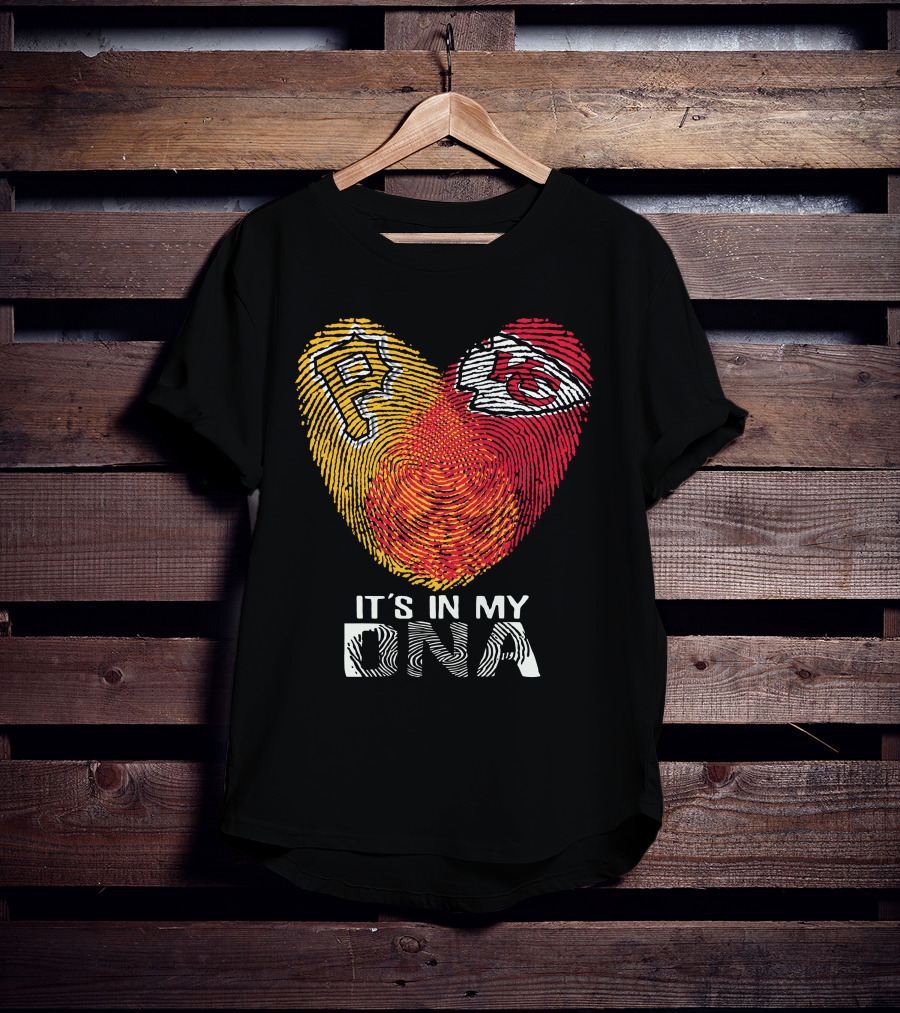 Pittsburgh Pirates Kc Chiefs It's In My Dna Fingerprint Heart T-Shirt