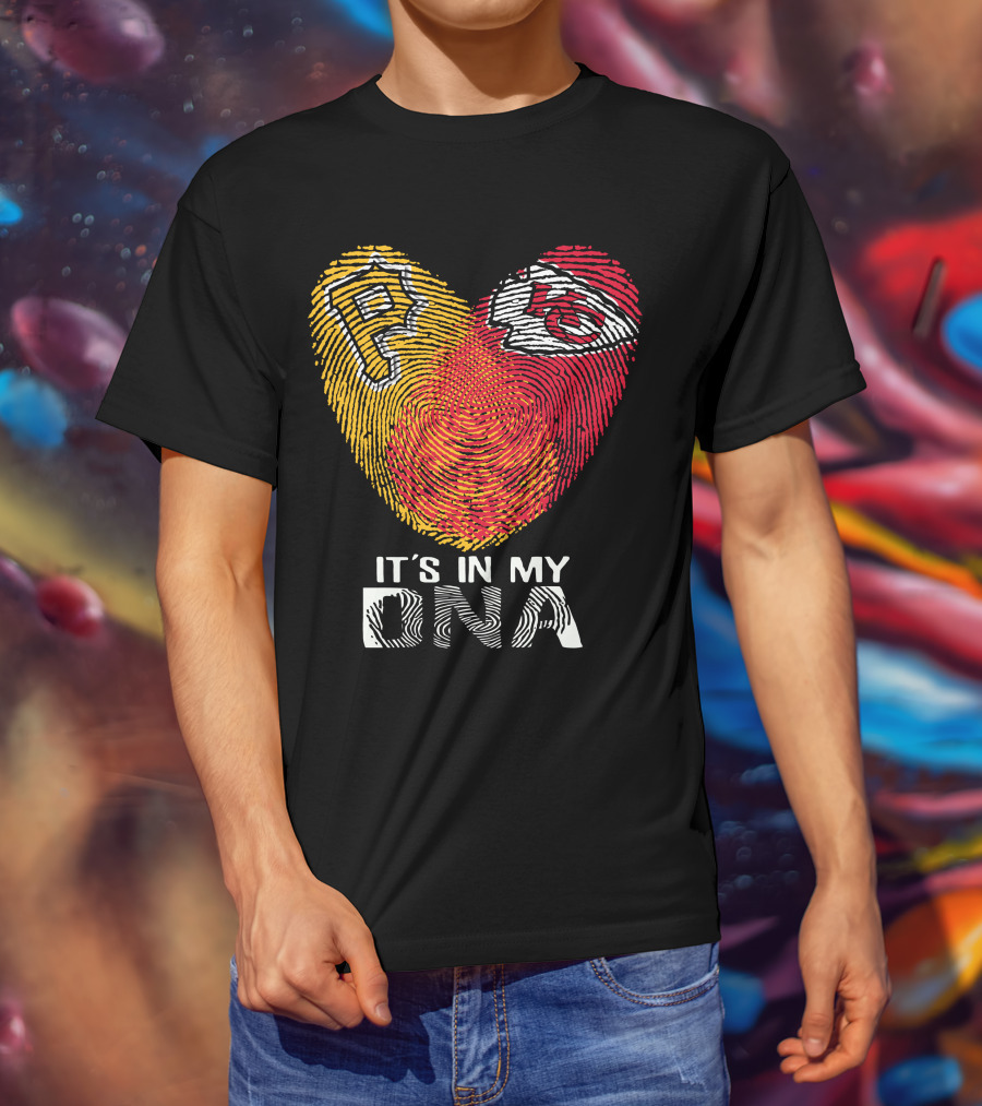 Pittsburgh Pirates Kc Chiefs It's In My Dna Fingerprint Heart T-Shirt