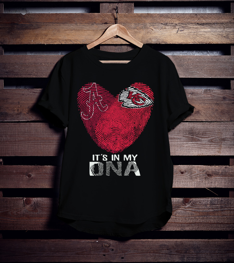 Alabama And Chiefs Heart Fingerprint It's In My Dna T-Shirt