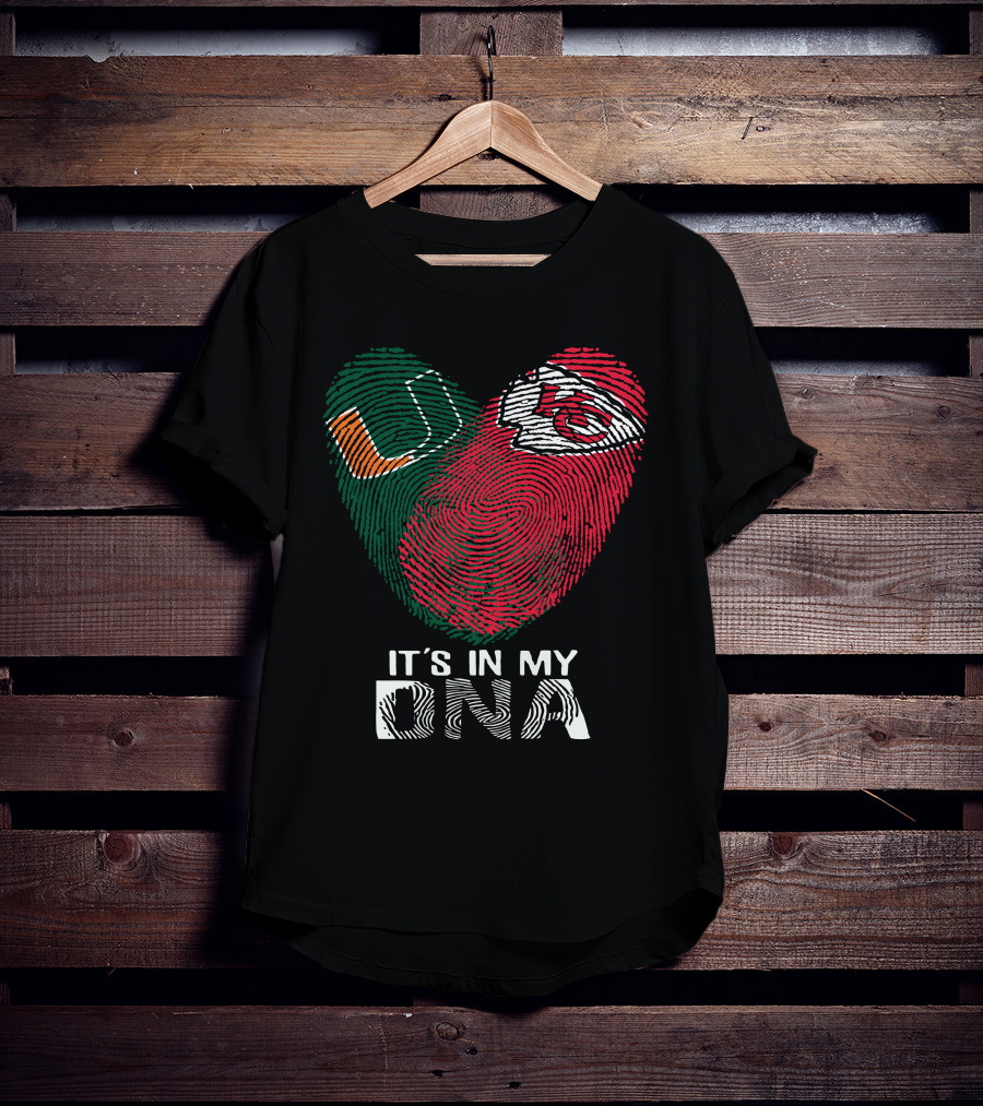 Miami Hurricanes Kansas City Chiefs It's In My Dna Fingerprint T-Shirt