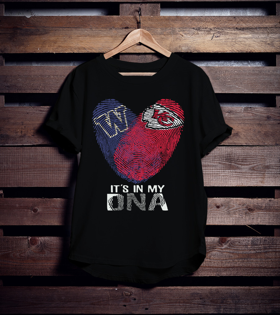 Washington Huskies W And Chiefs It's In My DNA Fingerprint Heart T-Shirt