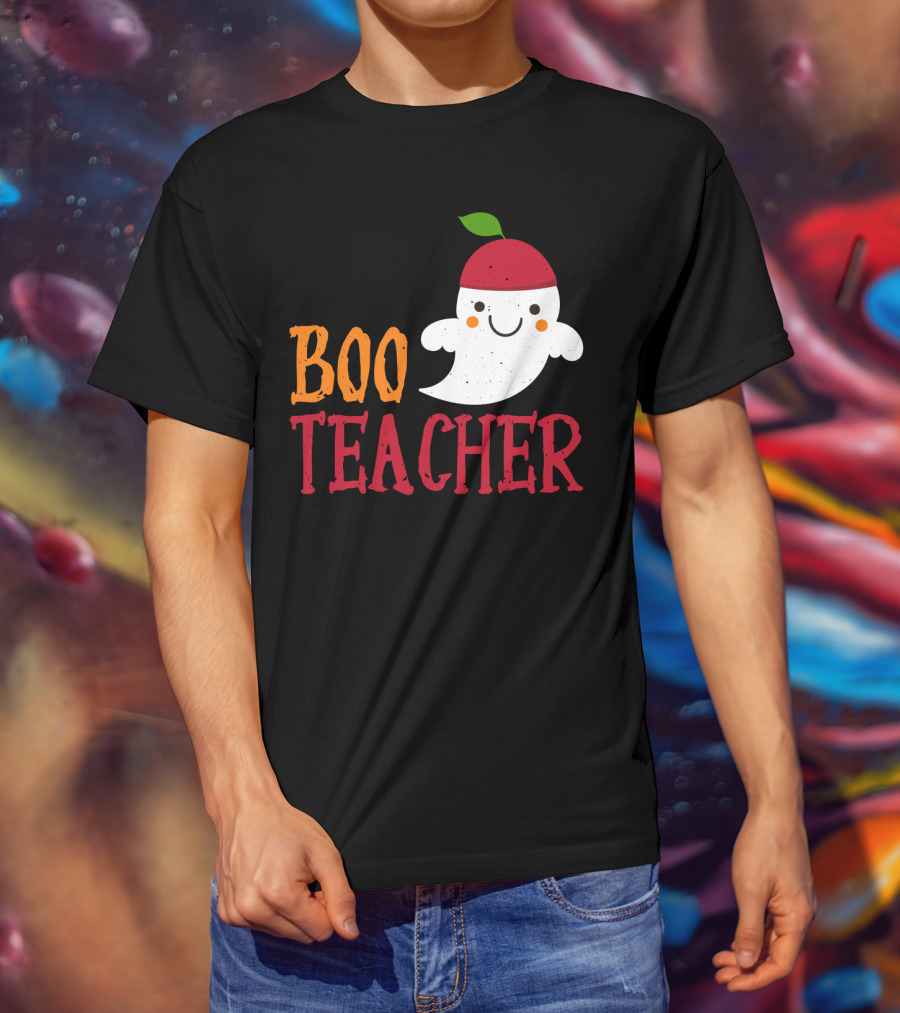 Boo Teacher Ghost Pirate Themed Funny Halloween Costume Teacher T-Shirt