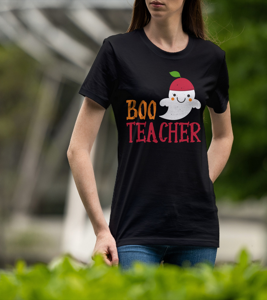 Boo Teacher Ghost Pirate Themed Funny Halloween Costume Teacher T-Shirt