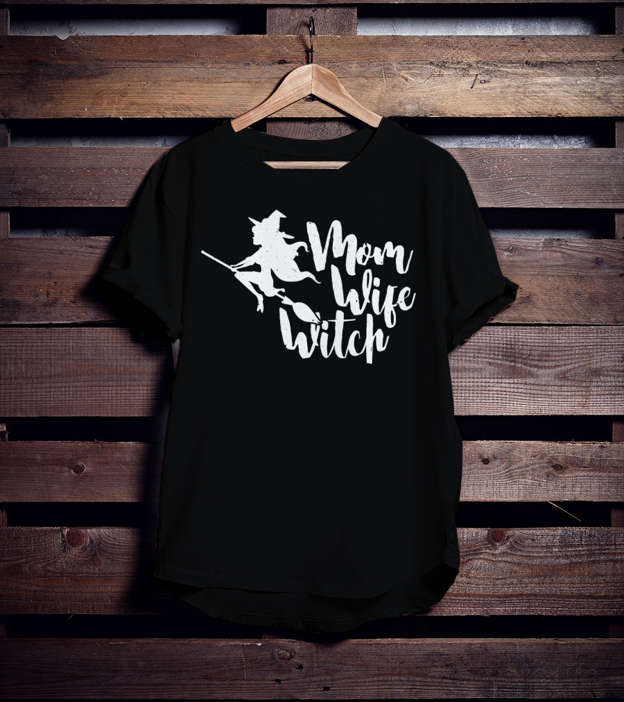 Mom Wife Witch Flying Silhouette On Broomstick T-Shirt