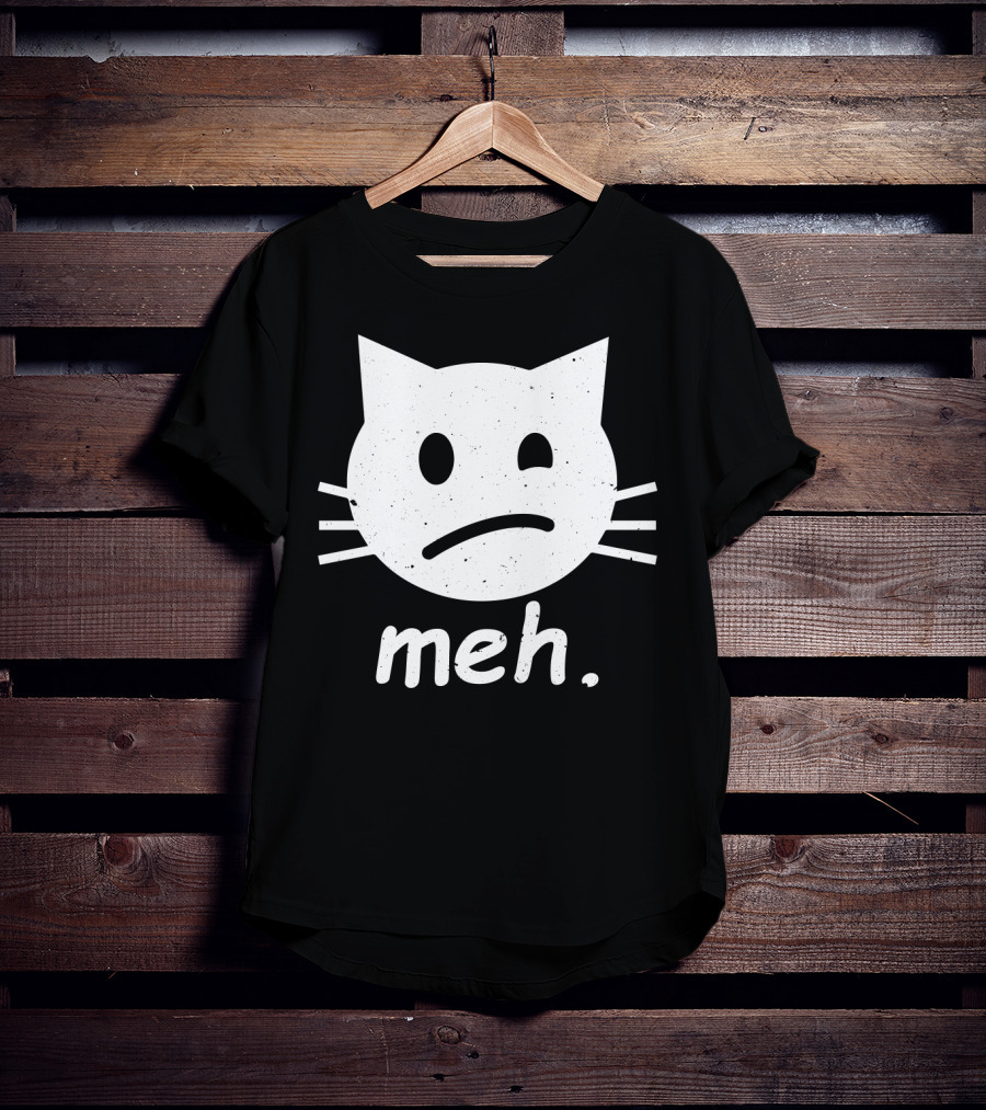 Meh Cat Face Halloween Humor T-Shirt