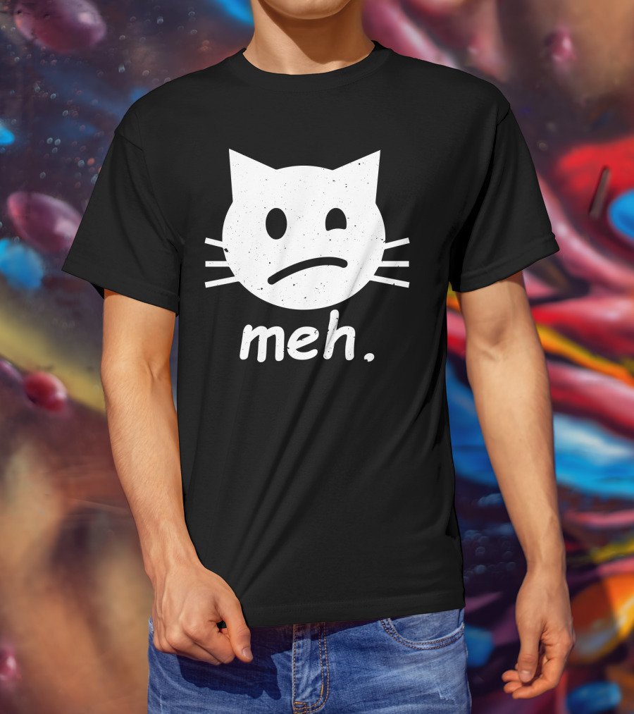 Meh Cat Face Halloween Humor T-Shirt