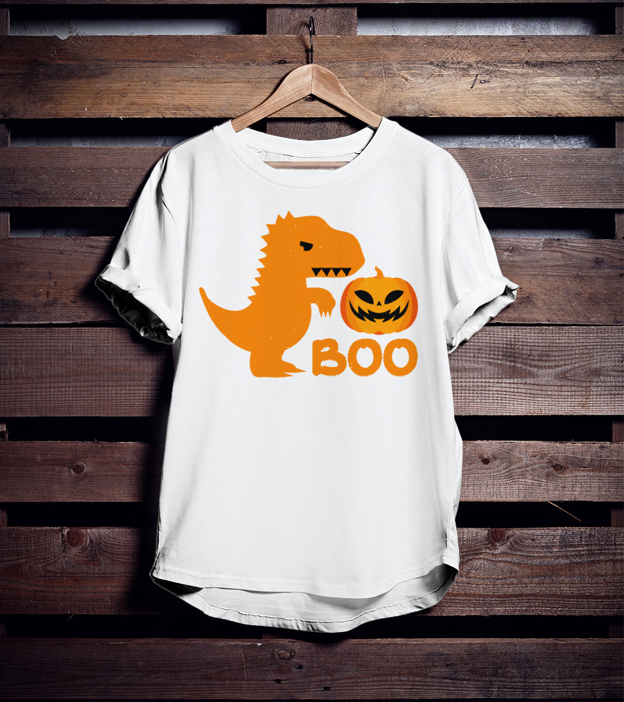 Boo Dinosaur With Jack-O'-Lantern Pumpkin T-Shirt