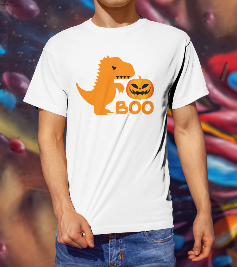 Boo Dinosaur With Jack-O'-Lantern Pumpkin T-Shirt