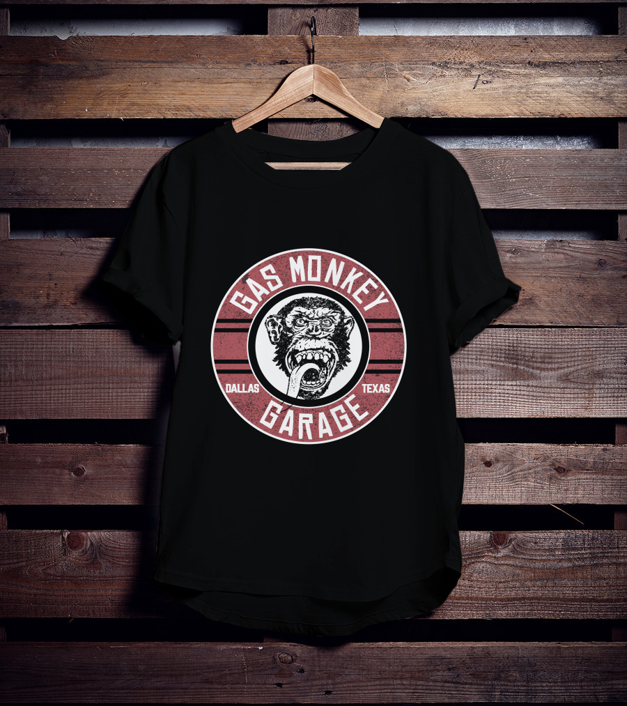 Gas Monkey Garage Dallas Texas Monkey Logo Red Circle T-Shirt