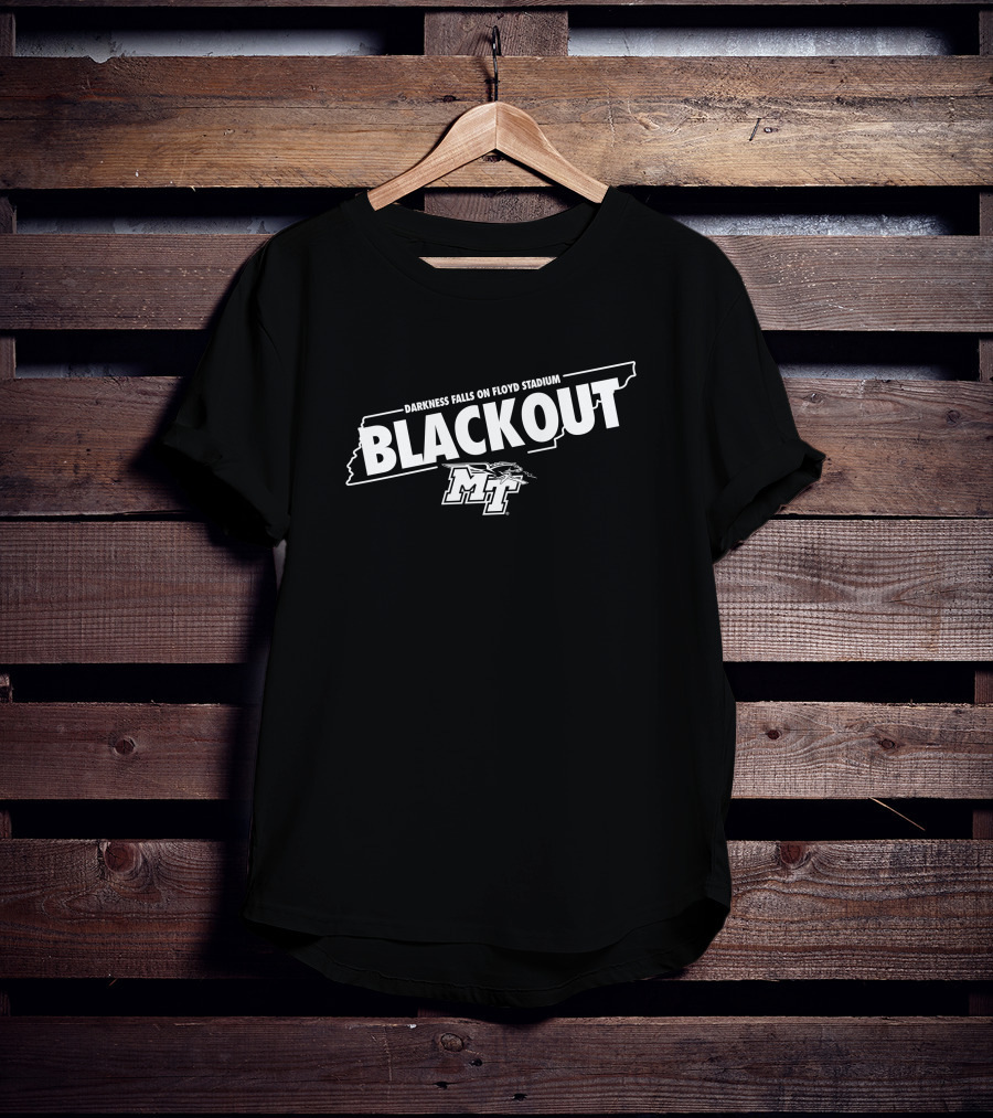 Darkness Falls On Floyd Stadium Blackout MT Logo Middle Tennessee T-Shirt