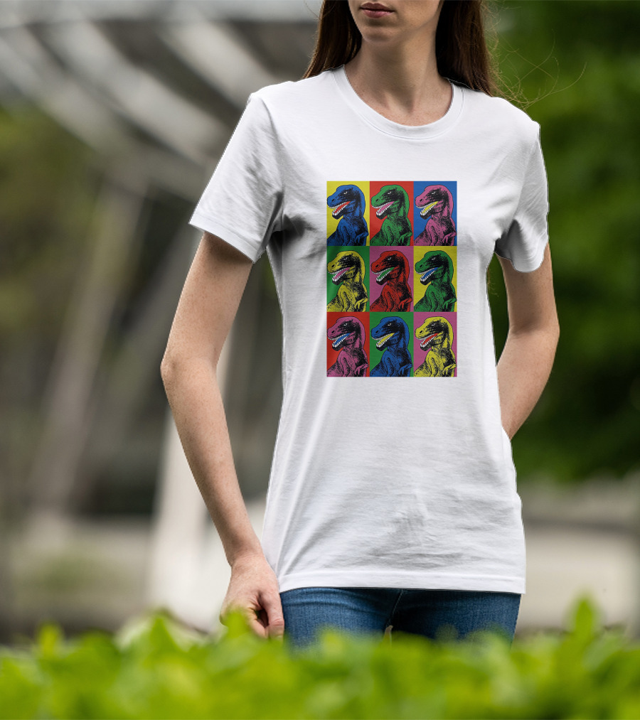 Pop Art T-Rex Jurassic Park Steven Spielberg Colorful Dinosaur T-Shirt