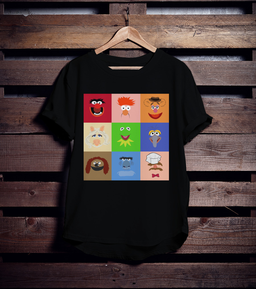 Muppets Faces Grid Featuring Kermit Piggy Fozzie Gonzo And More T-Shirt