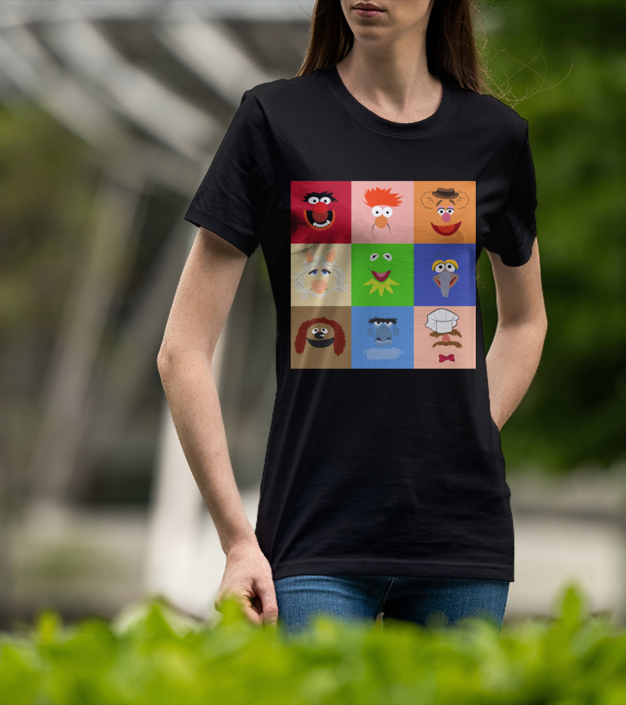 Muppets Faces Grid Featuring Kermit Piggy Fozzie Gonzo And More T-Shirt