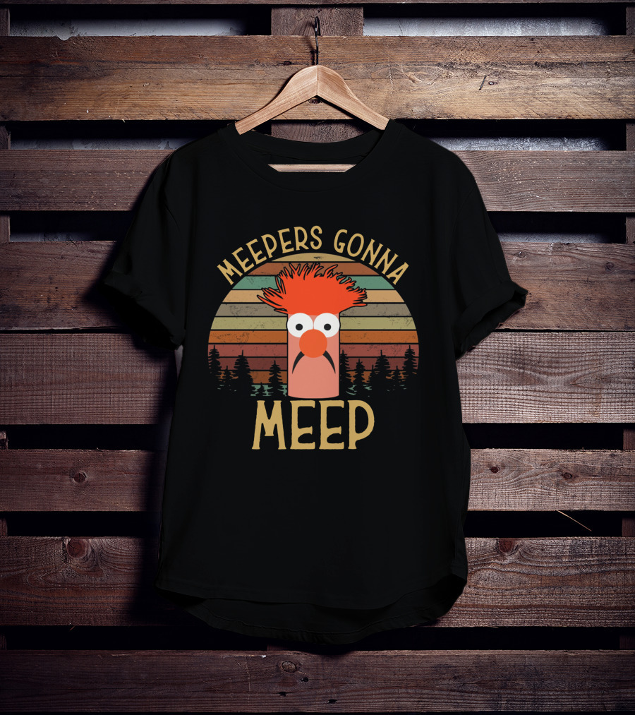 Meepers Gonna Meep The Muppet Show Beaker Retro Forest Stripes T-Shirt