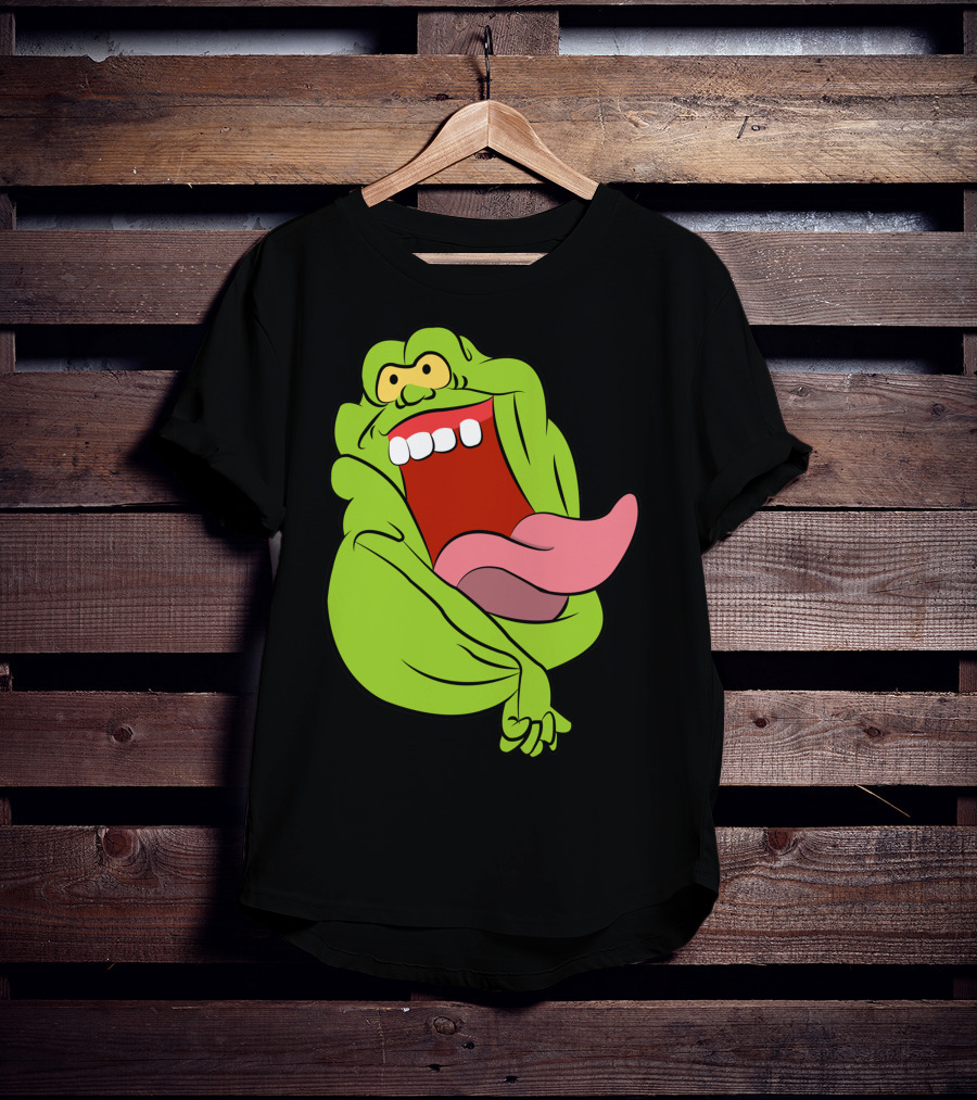 The Real Ghostbusters Slimer Tongue Out Iconic Cartoon Ghost Character T-Shirt