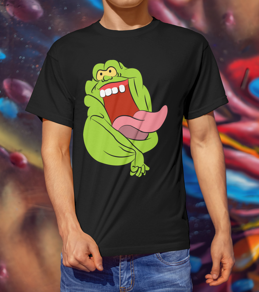 The Real Ghostbusters Slimer Tongue Out Iconic Cartoon Ghost Character T-Shirt