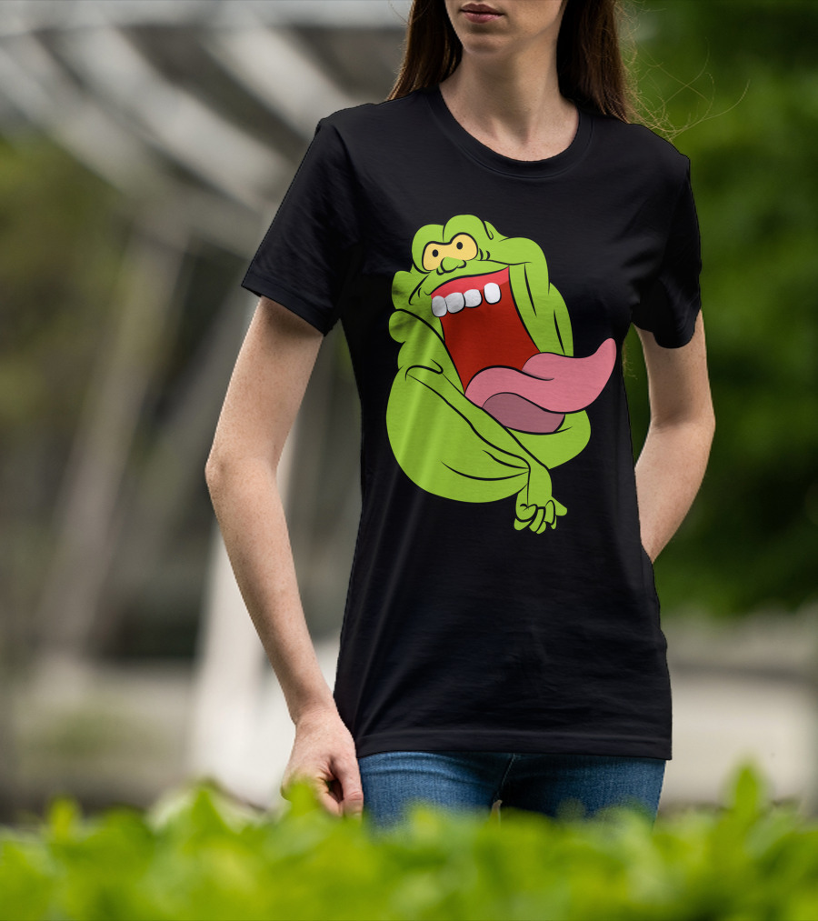 The Real Ghostbusters Slimer Tongue Out Iconic Cartoon Ghost Character T-Shirt