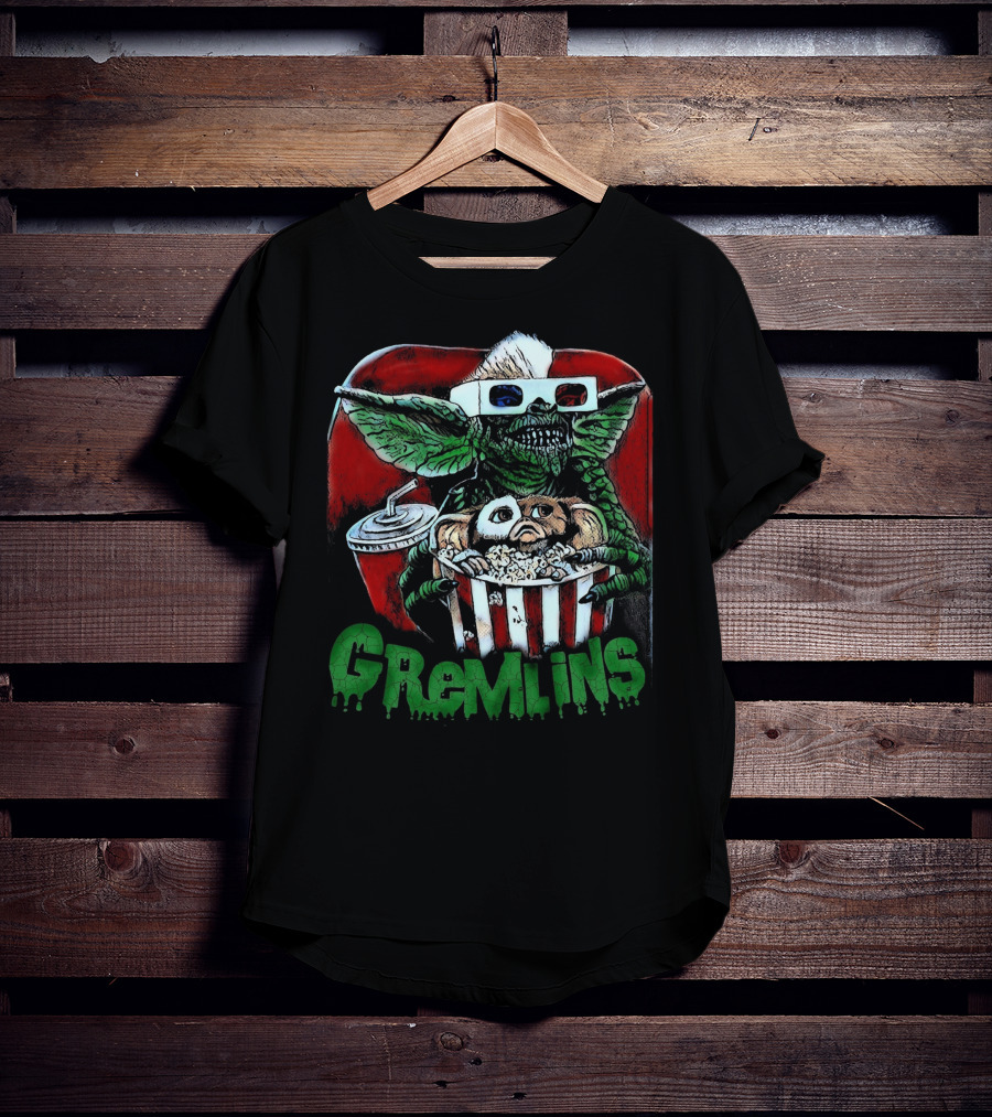 Gremlins Midnight Movie Popcorn Scene 3D Glasses T-Shirt