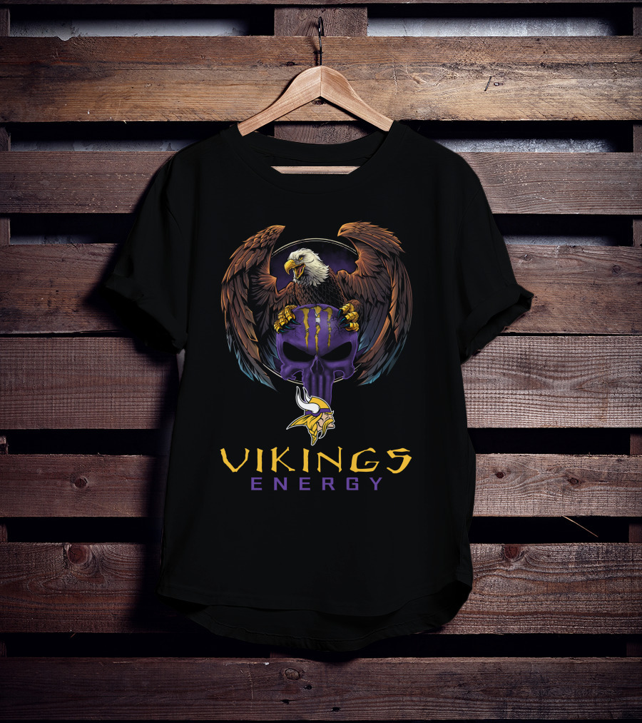 Vikings Energy Minnesota Vikings Bald Eagle Skull T-Shirt