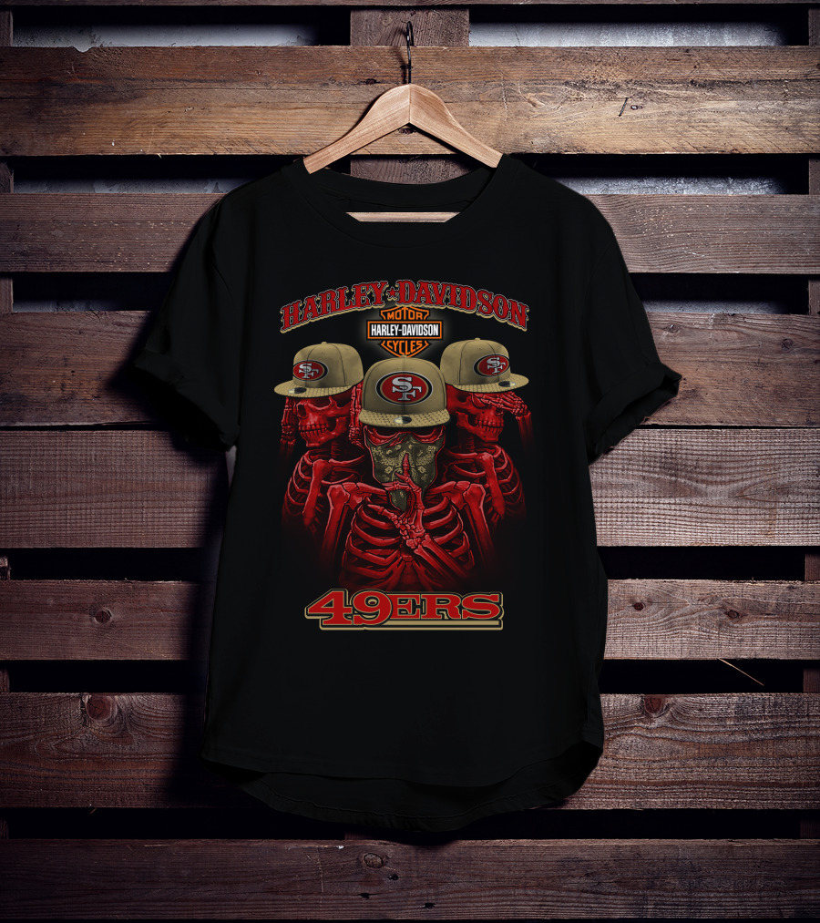 Harley Davidson 49ers Motorcycles Sf Skull T-Shirt
