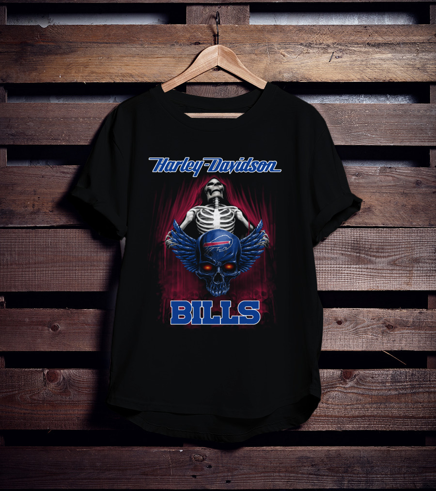Harley Davidson Bills Hdnfl 0610 Buffalo Bills Skull Wings T-Shirt