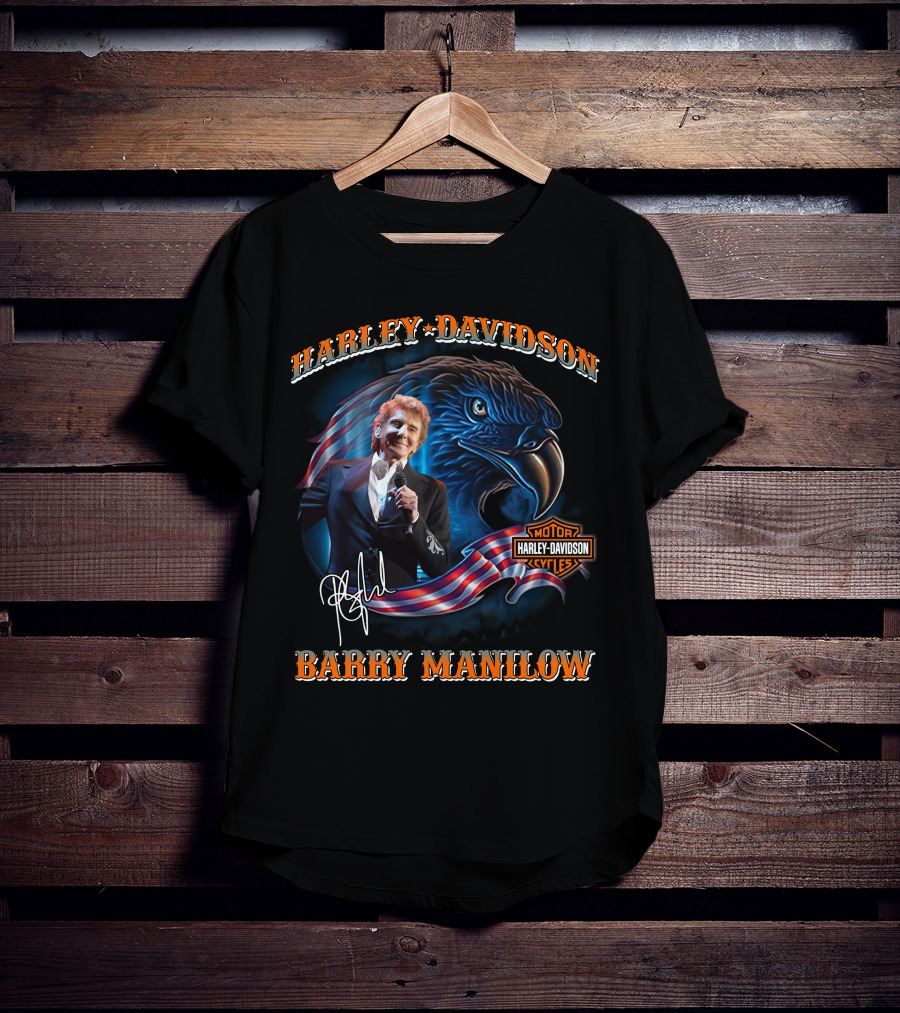 Harley Davidson Barry Manilow Eagle And Flag T-Shirt