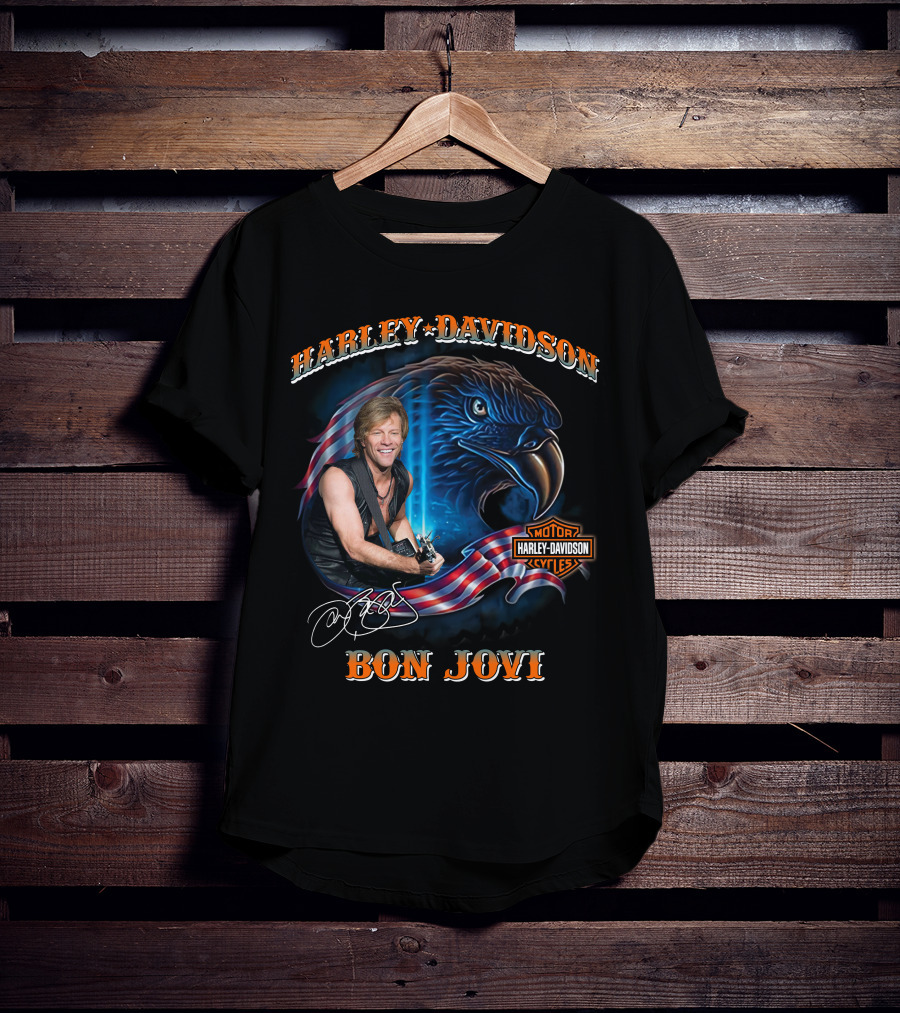 Harley Davidson Bon Jovi American Eagle Motor Cycles T-Shirt