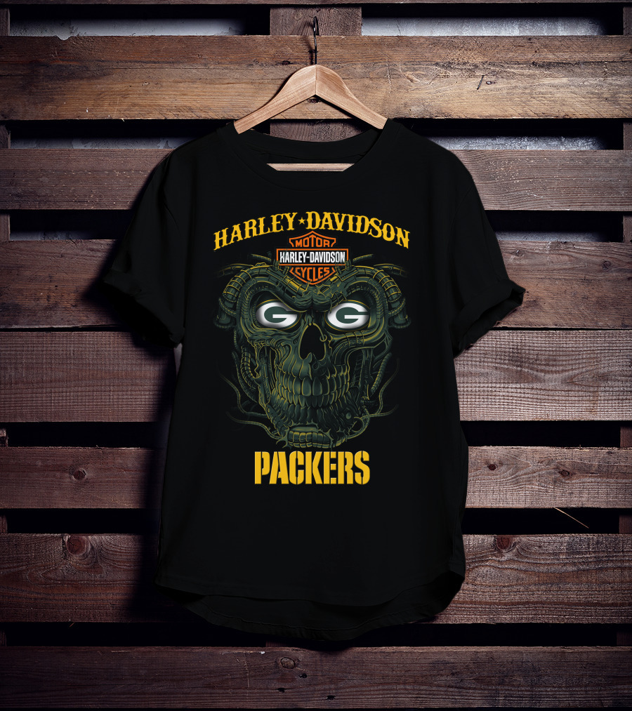 Harley Davidson Green Bay Packers G Skull T-Shirt