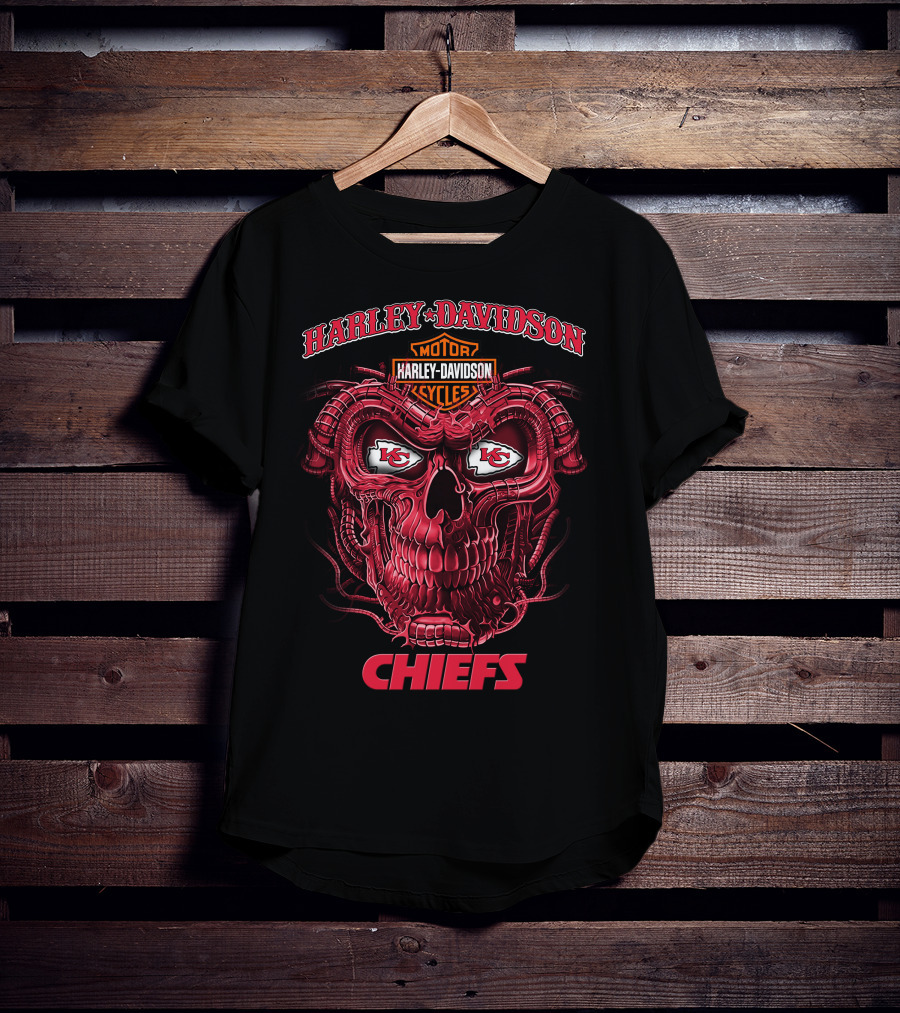 Harley Davidson Motorcycles Kansas City Chiefs Skull T-Shirt