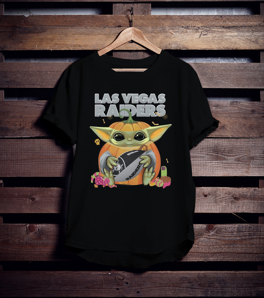 Las Vegas Raiders Yoda Pumpkin Halloween Football Raiders Ball T-Shirt