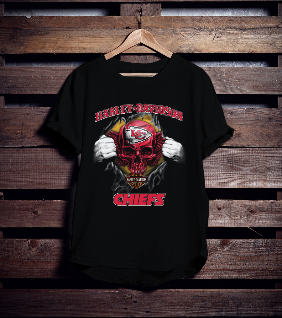 Harley Davidson Major Kansas City Chiefs Skull T-Shirt
