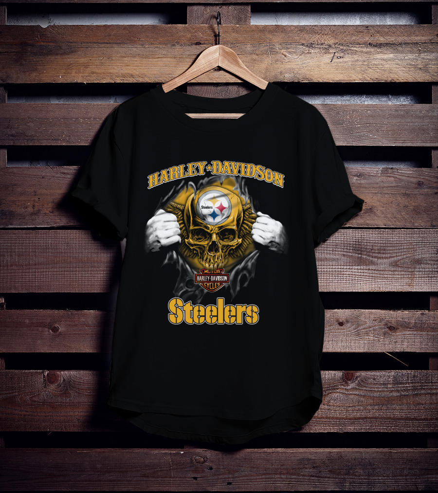 Harley Davidson Pittsburgh Steelers Skull T-Shirt