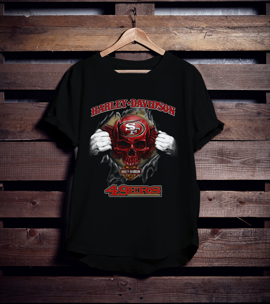 Harley Davidson Sf Skull 49ers Nfl T-Shirt
