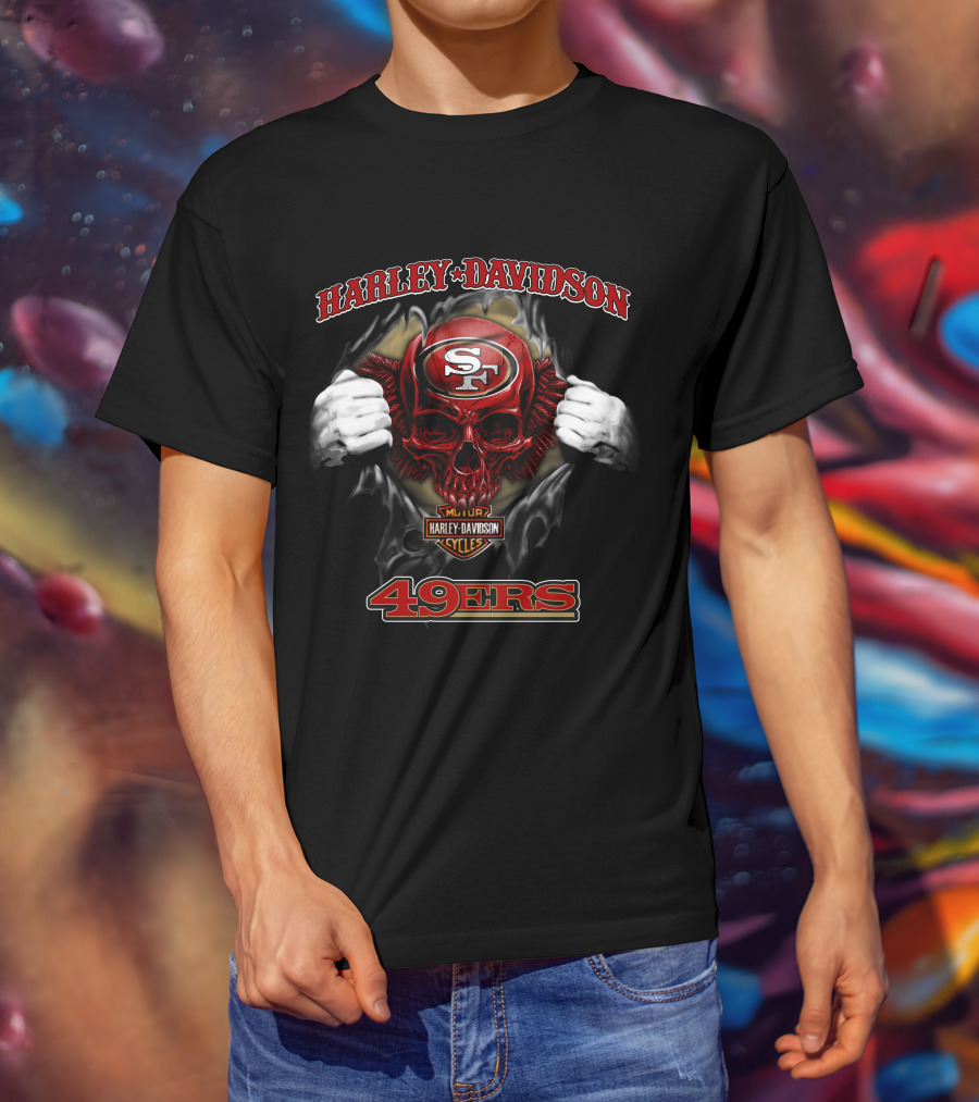 Harley Davidson Sf Skull 49ers Nfl T-Shirt