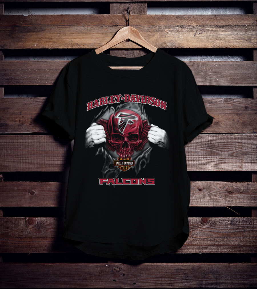 Harley Davidson Atlanta Falcons Nfl Skull Cycles Falcons T-Shirt
