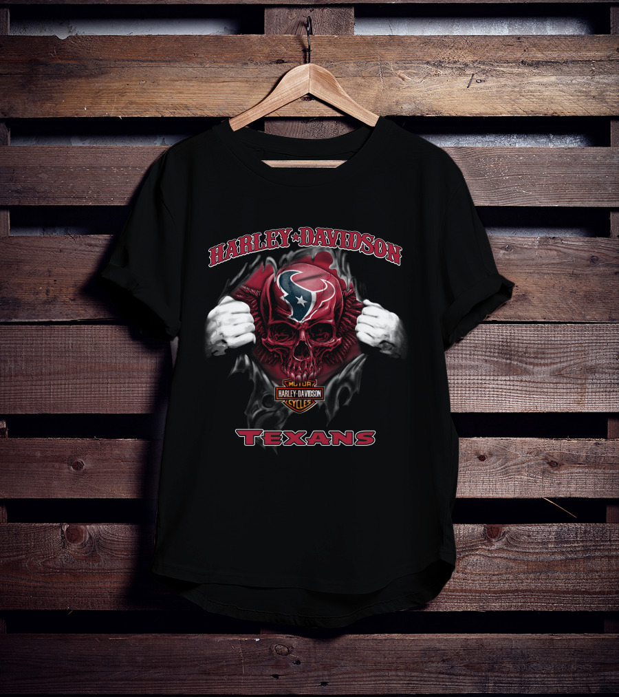 Harley Davidson Major Cycles Skull Texans T-Shirt