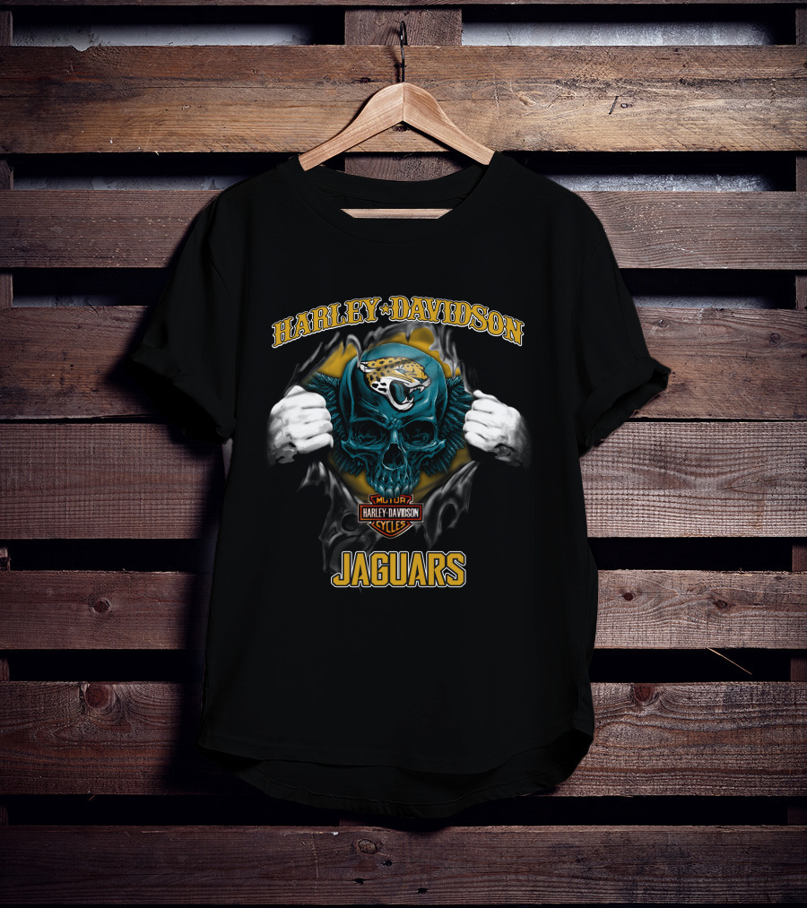 Harley Davidson Jacksonville Jaguars Skull Cycles T-Shirt