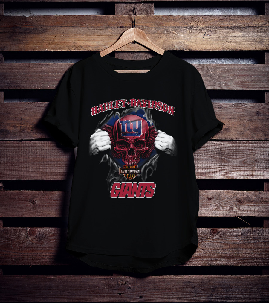 Harley Davidson New York Giants Skull Nfl T-Shirt