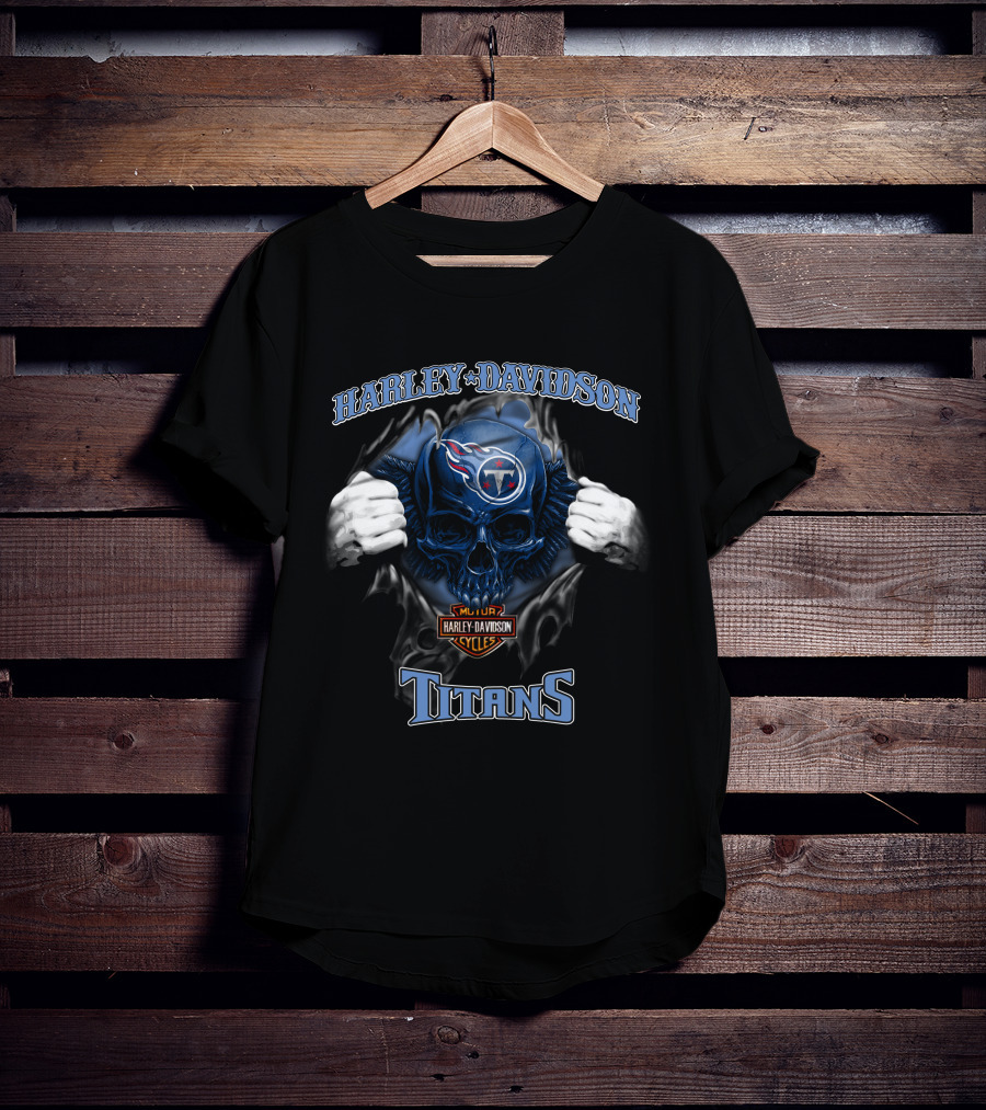 Harley Davidson Nfl Skull Titans Major Cycles T-Shirt