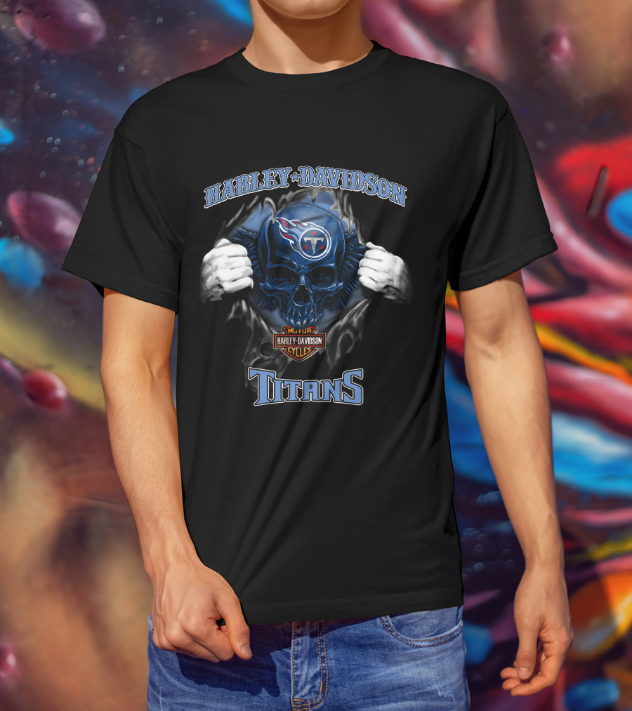 Harley Davidson Nfl Skull Titans Major Cycles T-Shirt