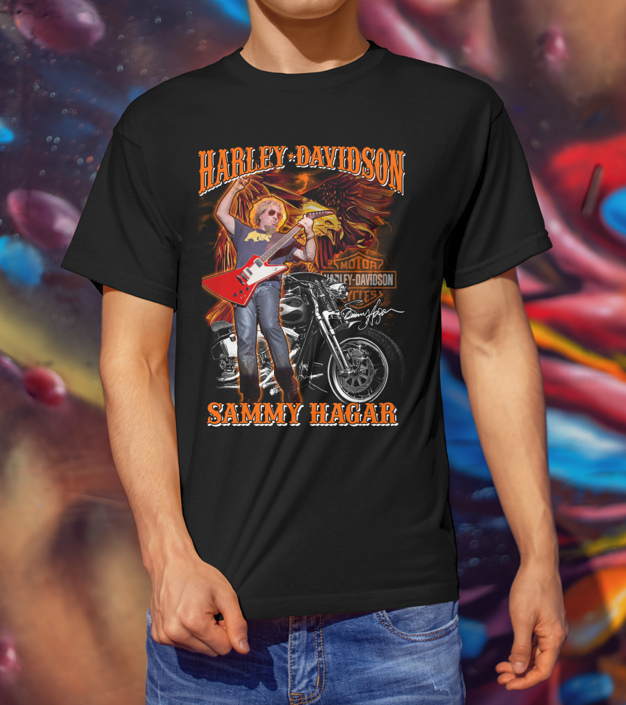 Harley Davidson Sammy Hagar Motorcycles Eagle Guitar Performance T-Shirt