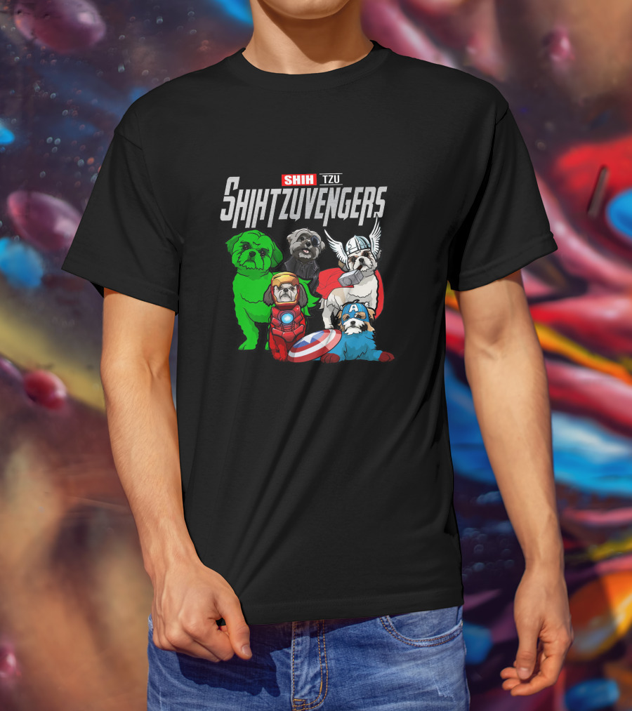 Shihtzuvengers Shih Tzu Dogs As Superheroes Assemble T-Shirt