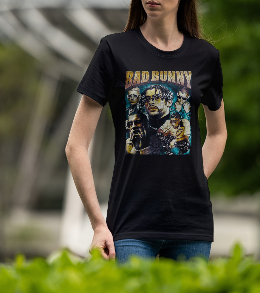 BAD BUNNY Multi-Image Portrait Collage Fan T-Shirt