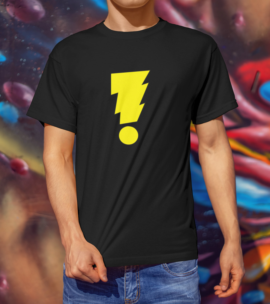 MADMAN Bold Yellow Exclamation Lightning Bolt T-Shirt