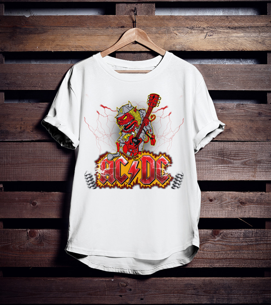 AC DC Fan Logo With Rock Devil Playing Guitar T-Shirt