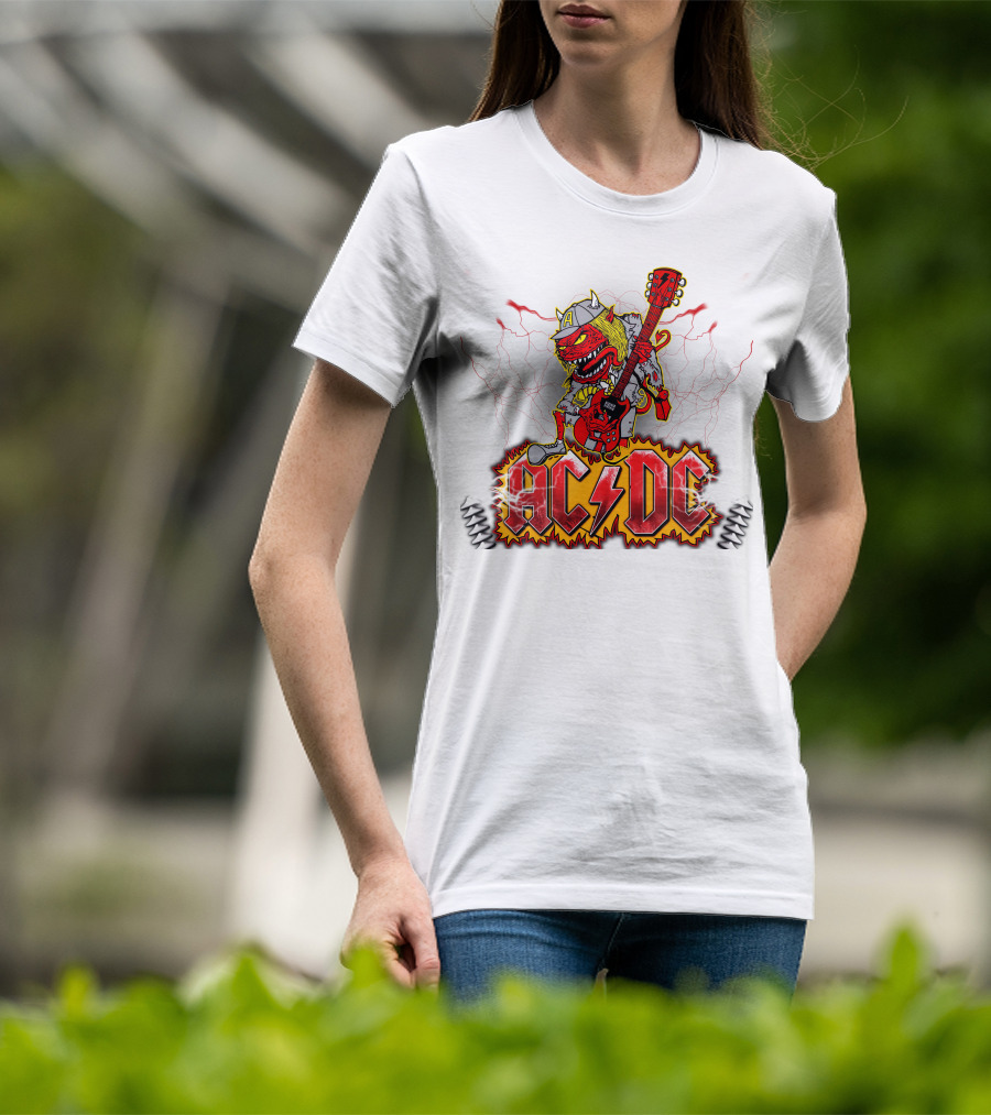 AC DC Fan Logo With Rock Devil Playing Guitar T-Shirt