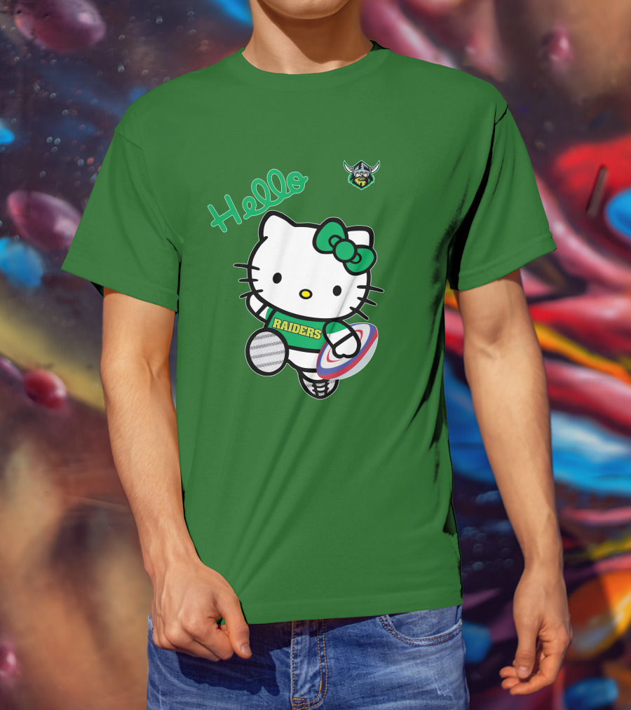 NRL1003 Hello Kitty Canberra Raiders Football T-Shirt