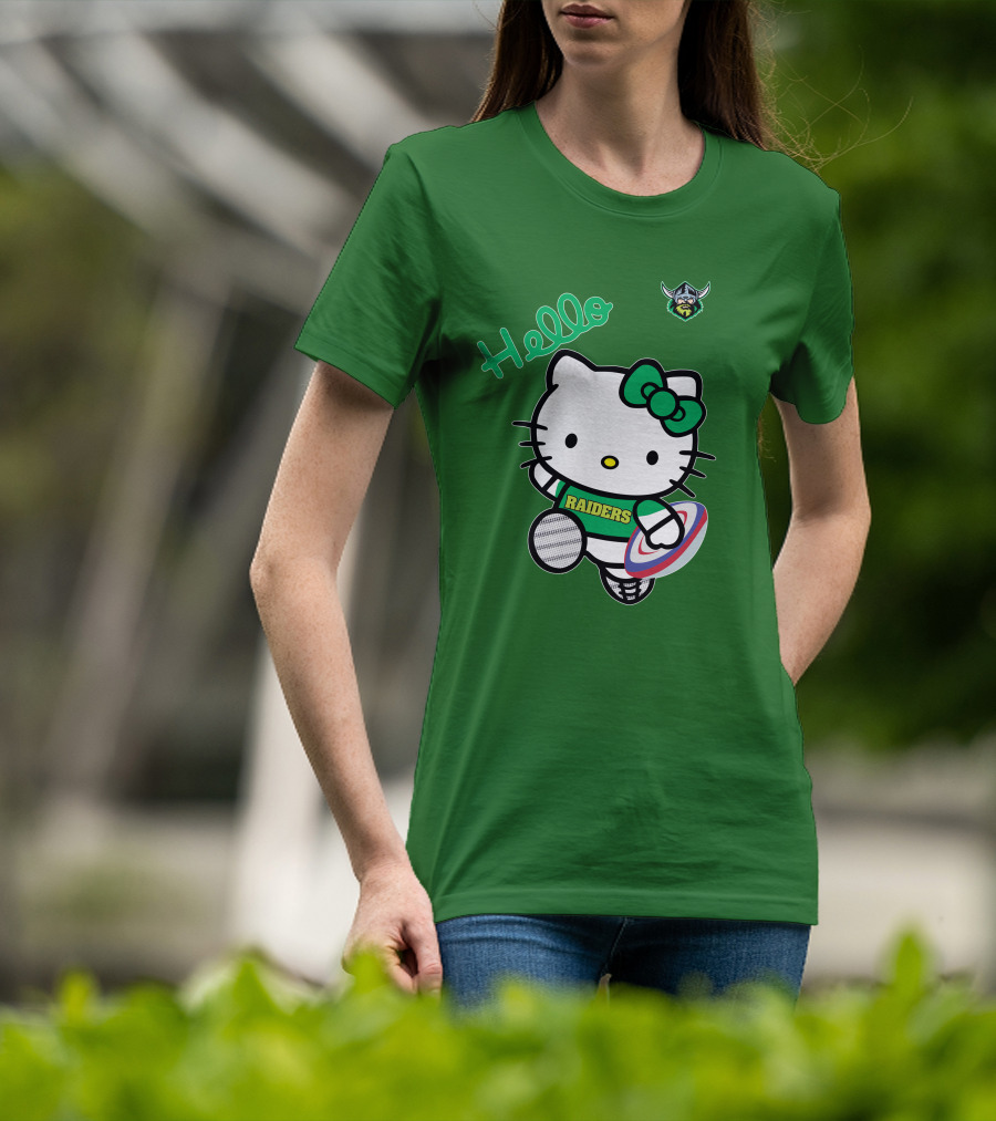 NRL1003 Hello Kitty Canberra Raiders Football T-Shirt