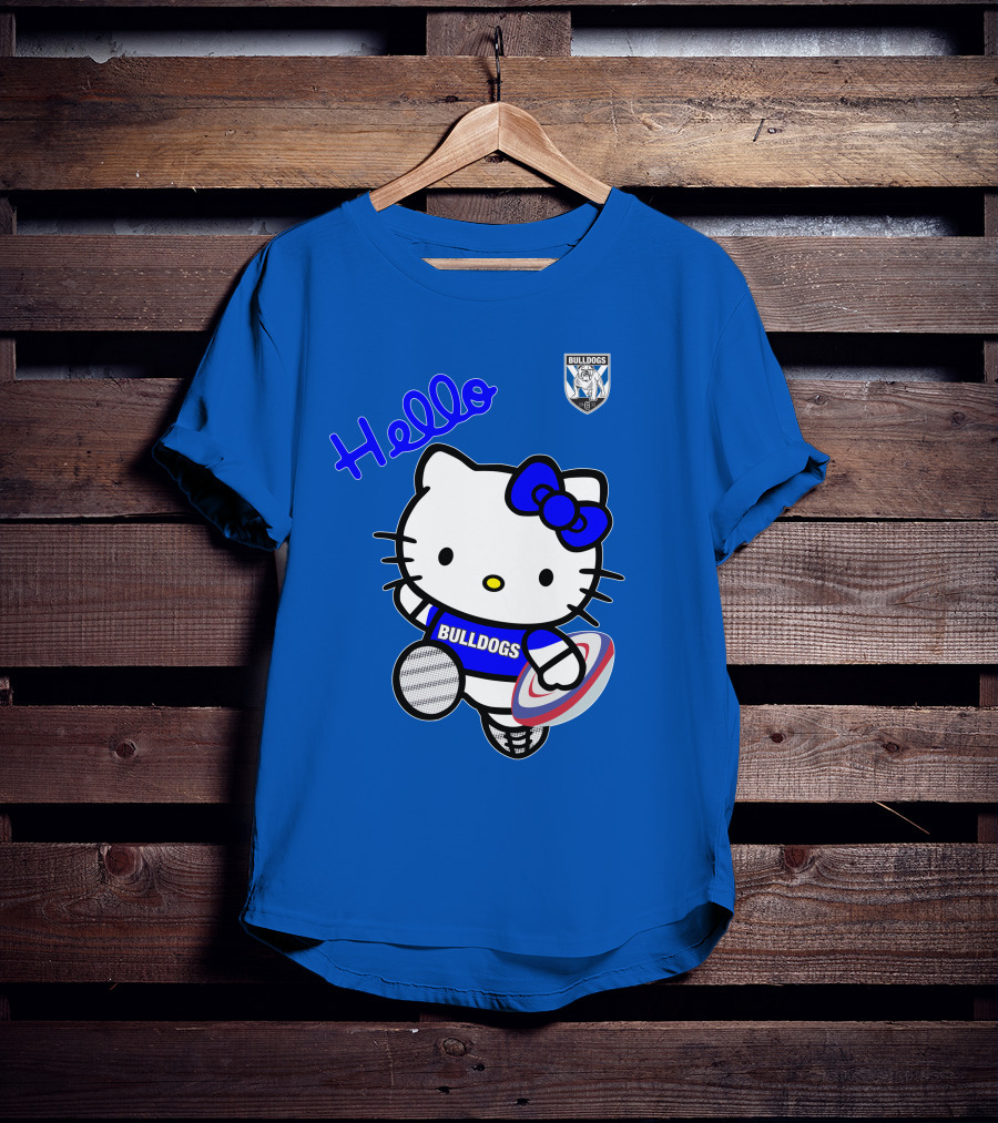NRL1004 Hello Bulldogs Canterbury Bankstown Hello Kitty T-Shirt